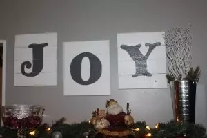JOY pallet sign made from recycled pallets and paint from other projects. 