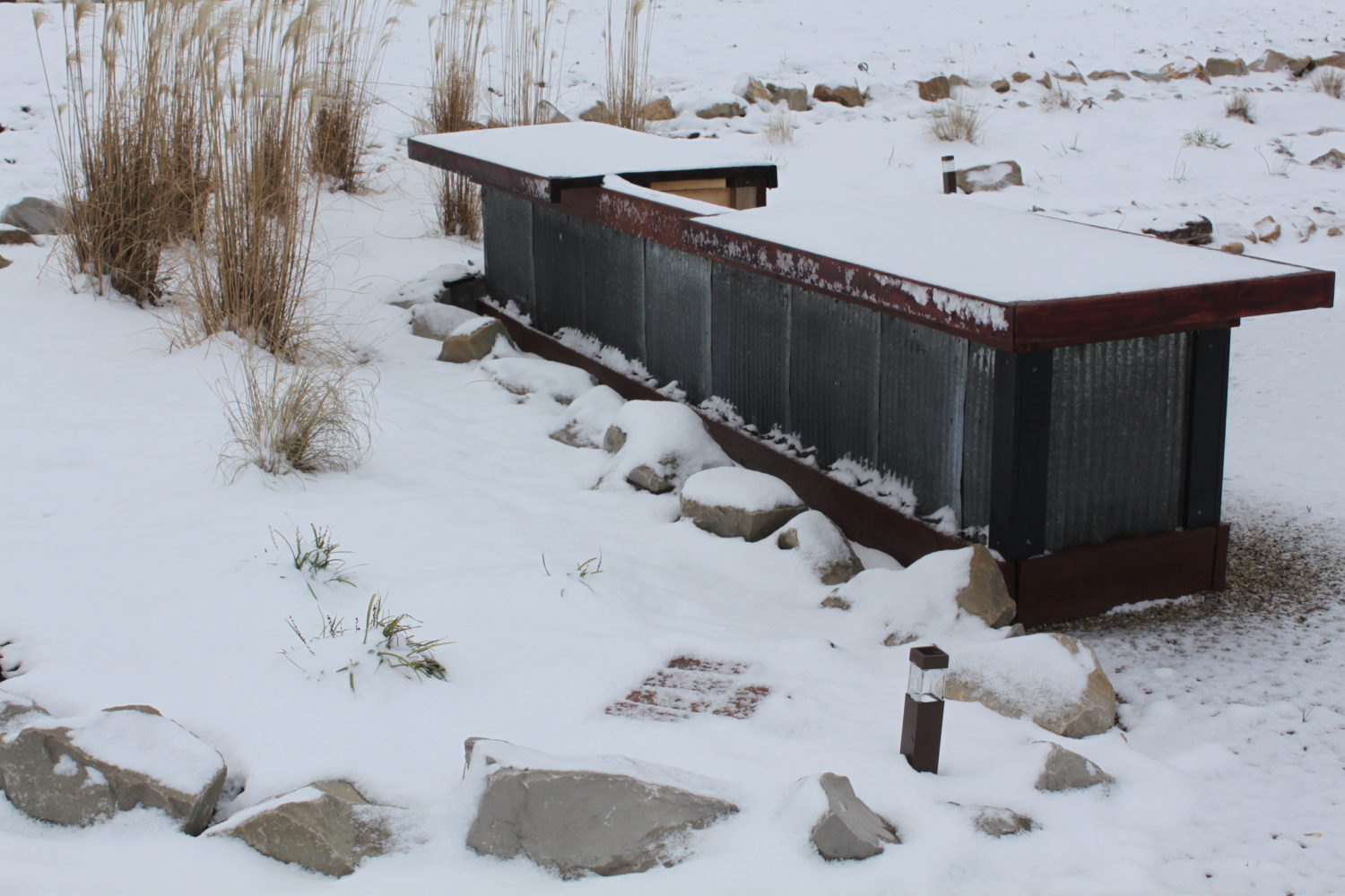 Outdoor kitchen in the winter Old World Garden Farms