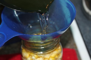 When canning, pour boiling water over kernels - continue to leave 1 inch head space