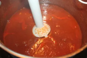 Use an immersion blender, blender or food processor to make the mixture smooth