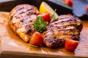 Grilled chicken with veggies - one of our favorite meals!