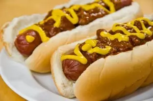 Coney sauce spread out over hot dogs. photo...scruggelgree