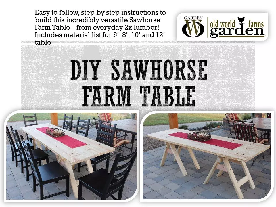 DIY Sawhorse Farm Table Plans
