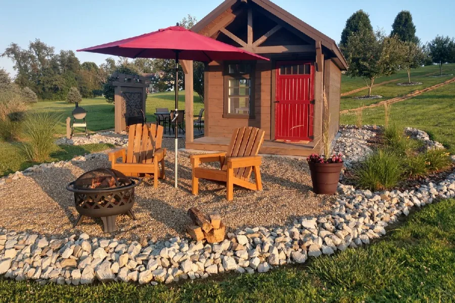 fire pit and sitting area