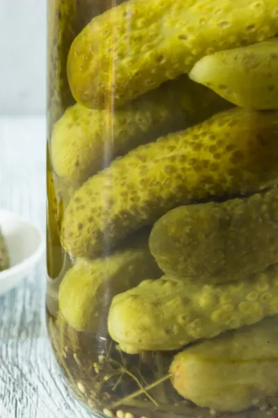 jar of gherkins pickles 