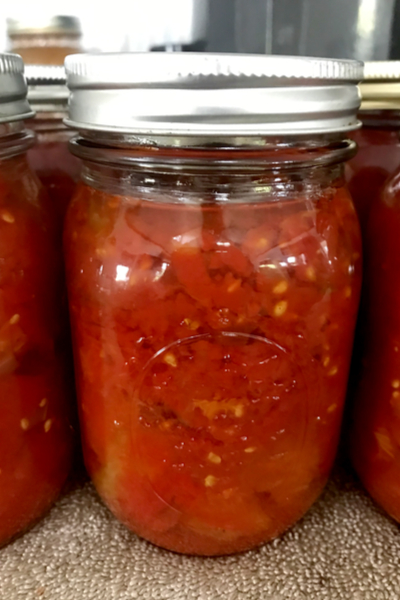 jar of canned stewed tomatoes