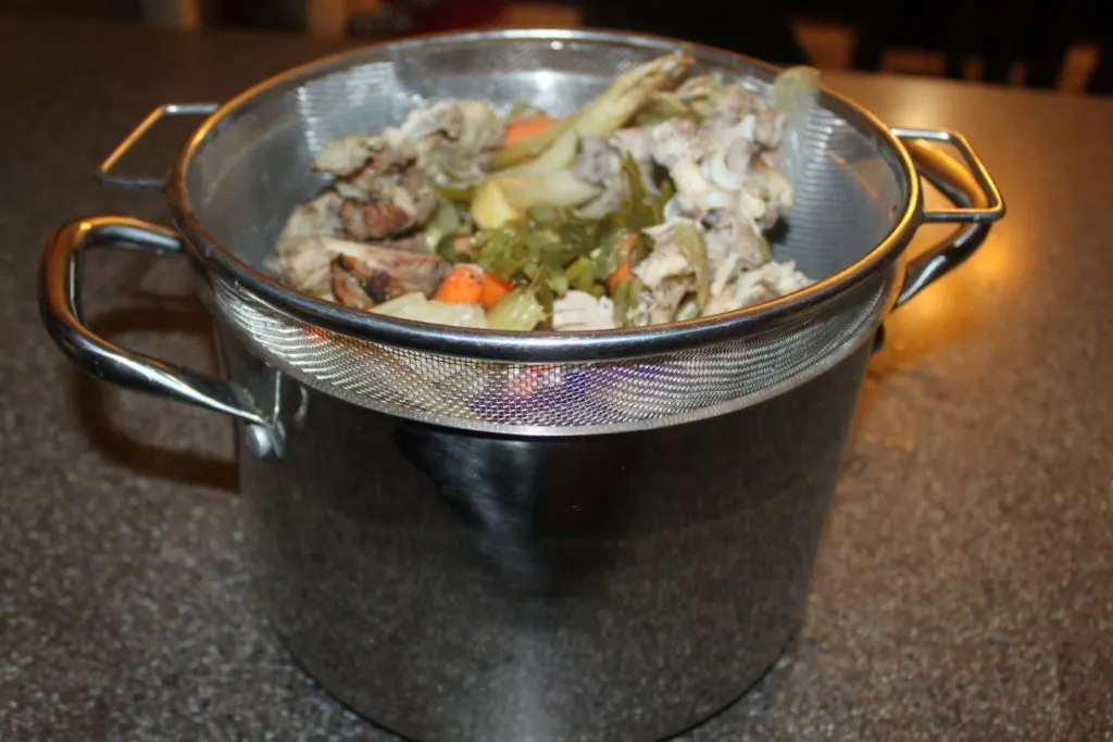 strained chicken and vegetables