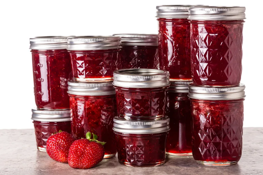 canned strawberry honey jam
