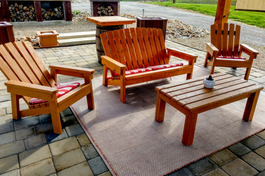 Adirondack bench and chairs