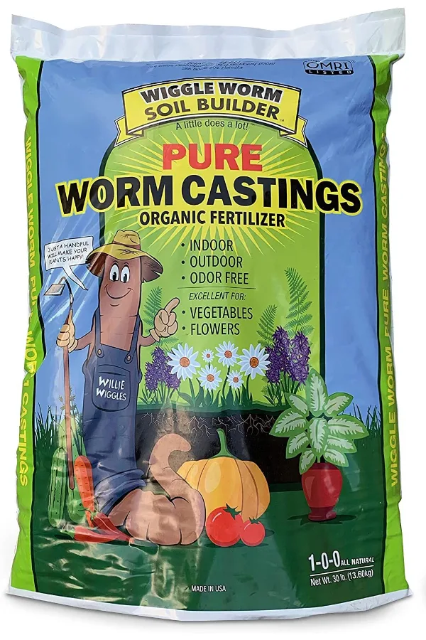 worm castings - grow cucumbers in straw bales