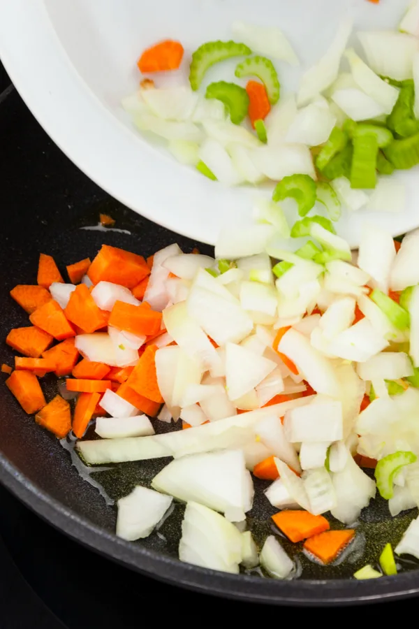 saute onion carrots celery