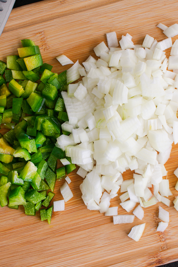 diced onion and peppers 