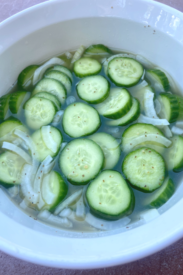 sliced cucumbers in brine
