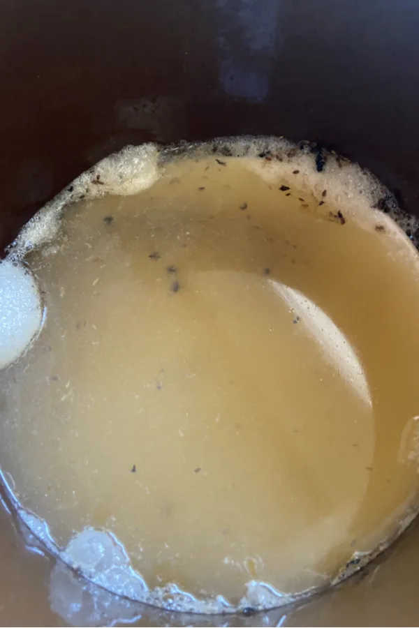 salt brine bubbling from fermentation 