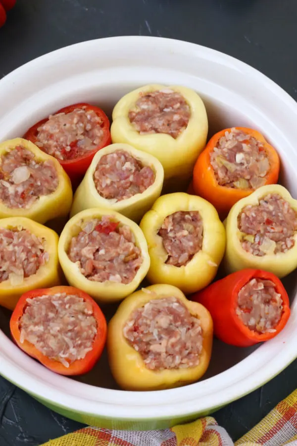 peppers stuffed with meat and rice filling 
