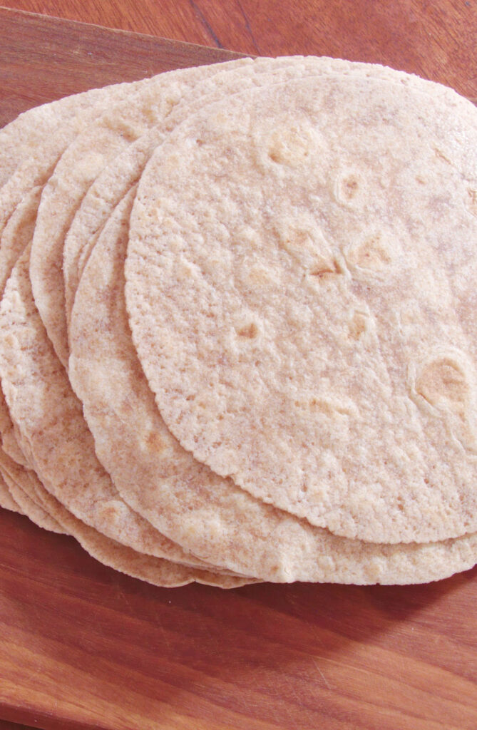 Homemade flour tortillas stacked 