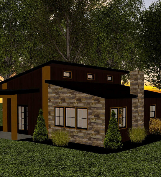single floor cabin house project - The Timber Stone Ranch House