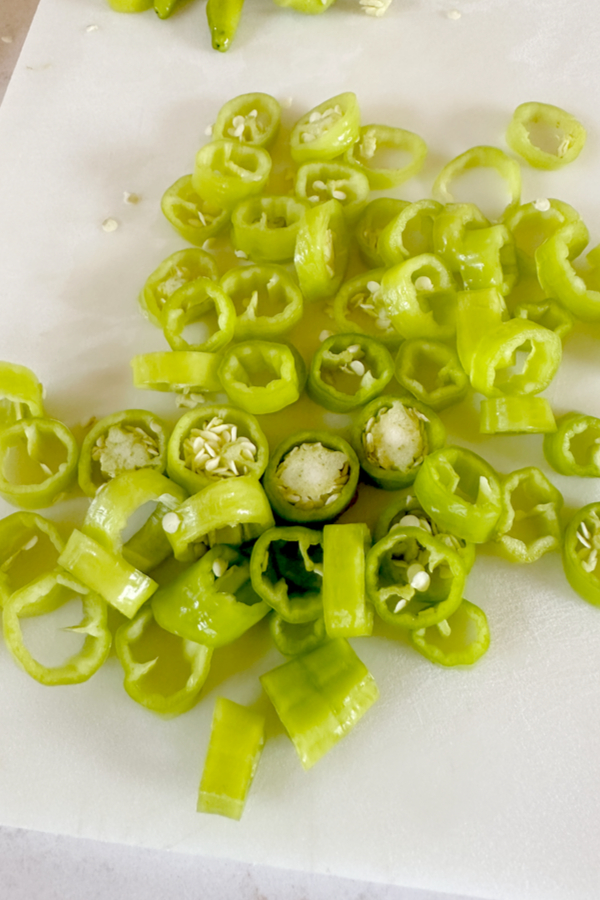 banana peppers cut into rings