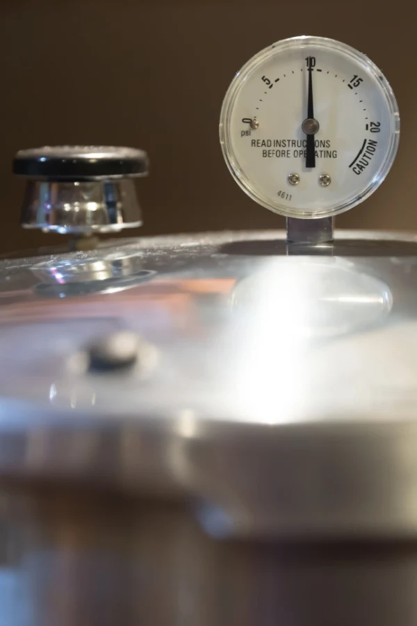 A pressure canner at 10 pounds of pressure.
