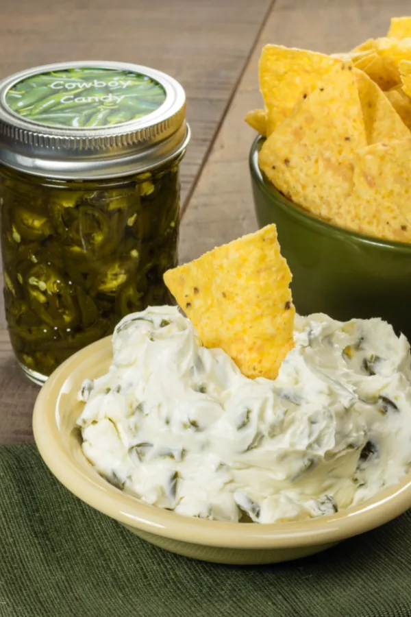 cream cheese dip made with refrigerator cowboy candy 