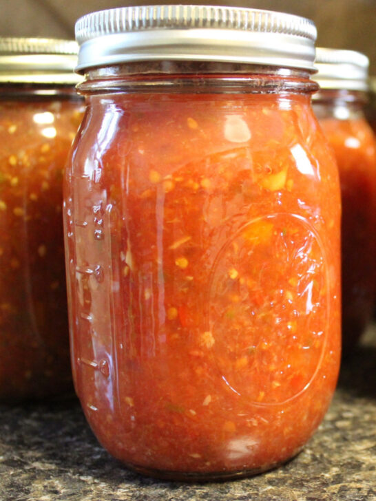canned salsa in mason jars