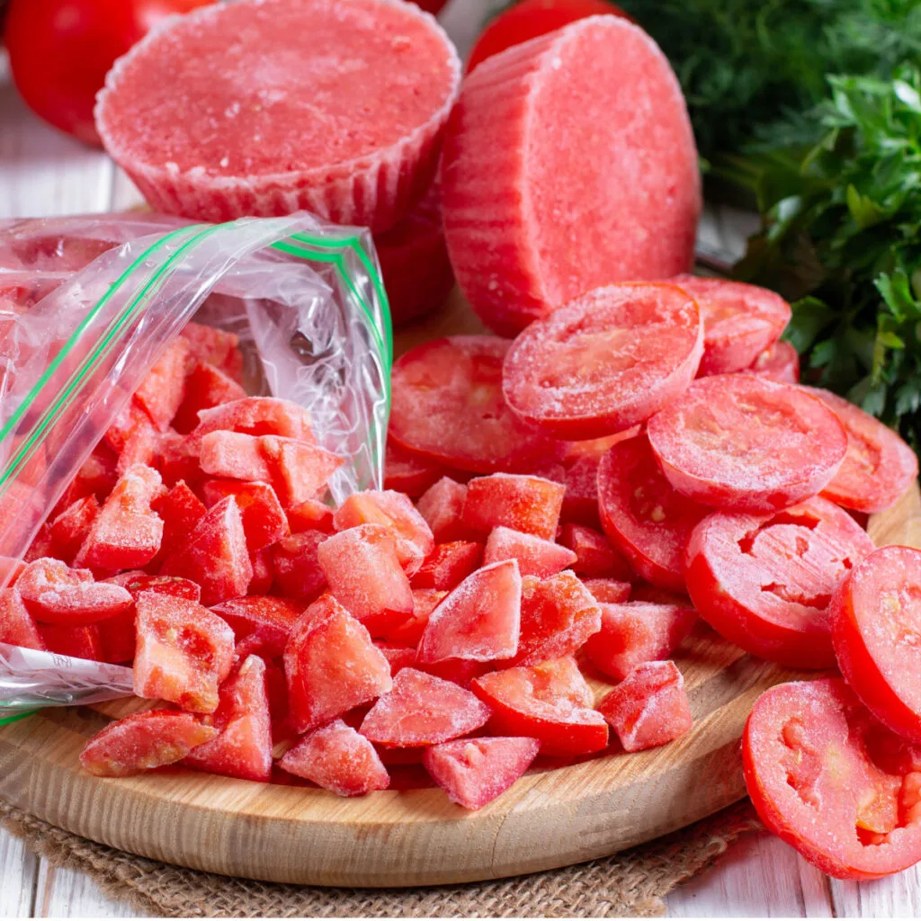 diced and sliced frozen tomatoes