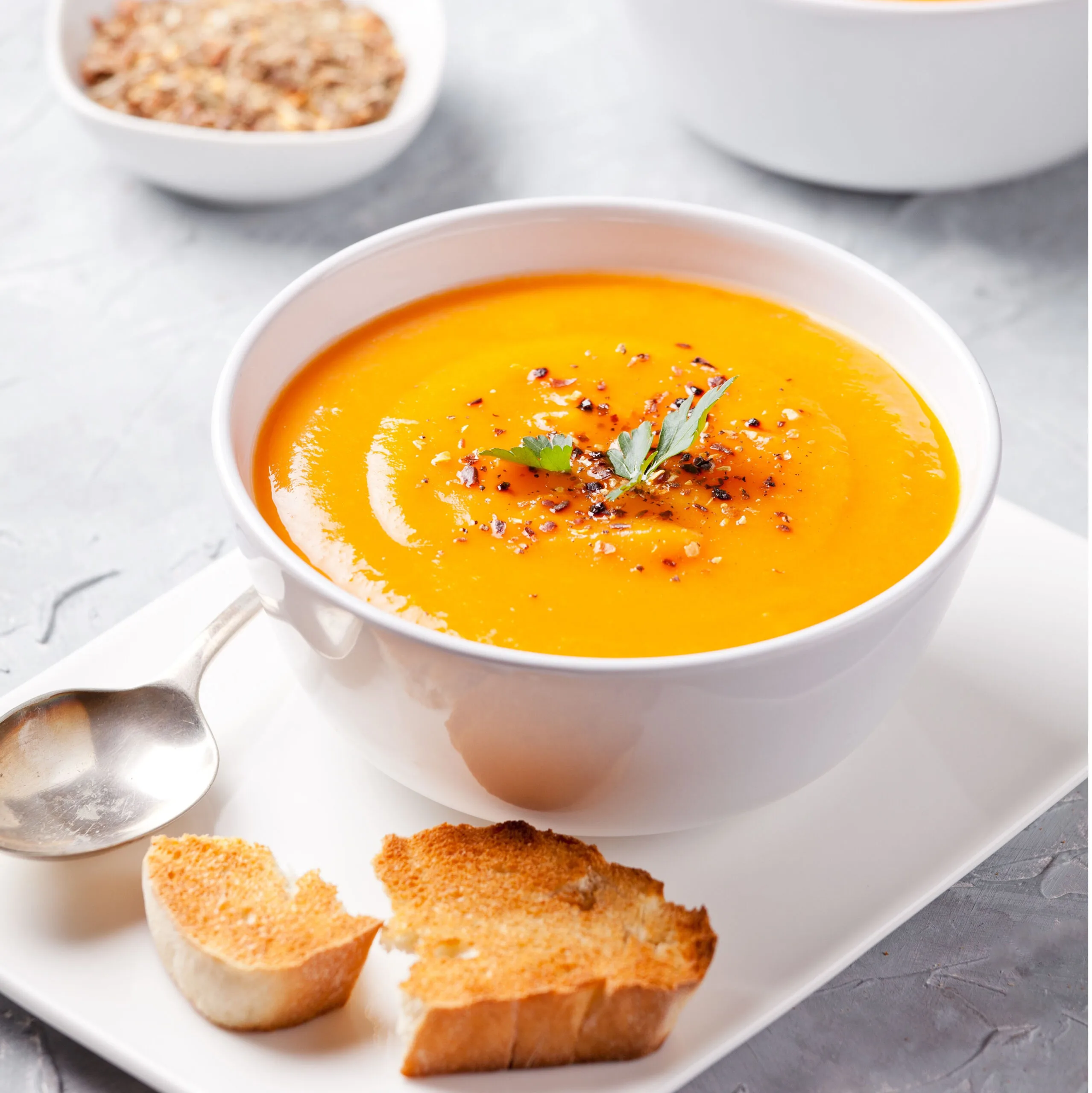 bowl of roasted butternut squash soup