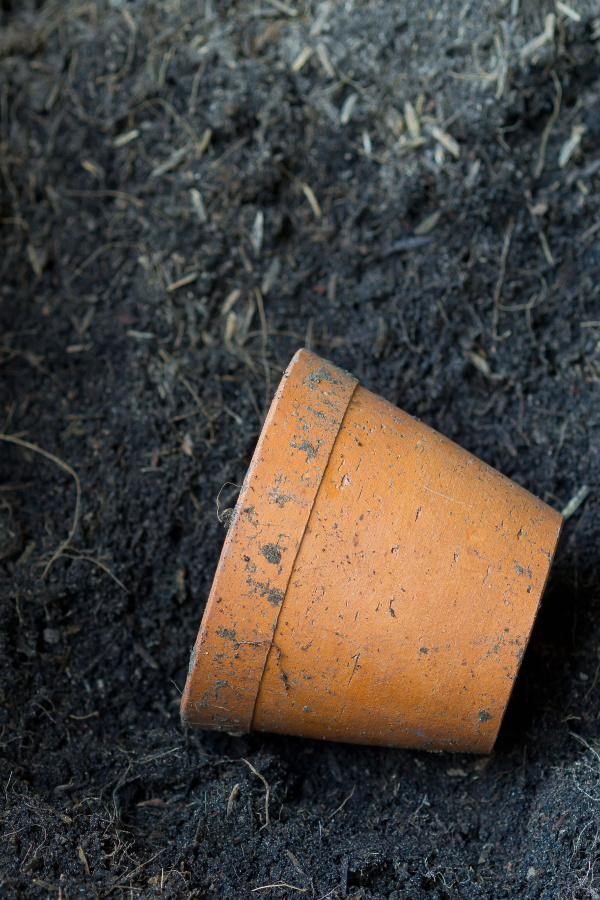 composting old potting soil