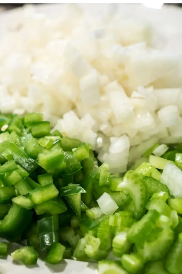 diced onion, green pepper, and celery