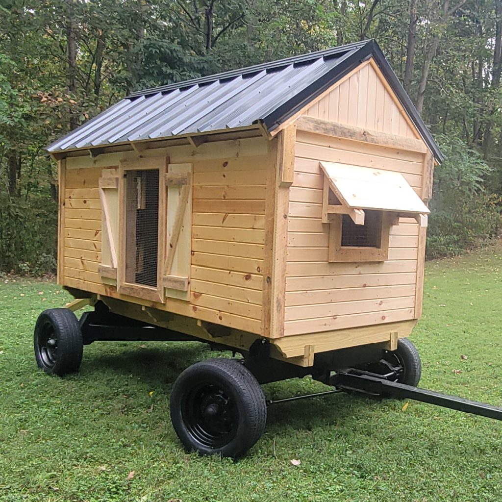 mobile chicken coop from hay wagon