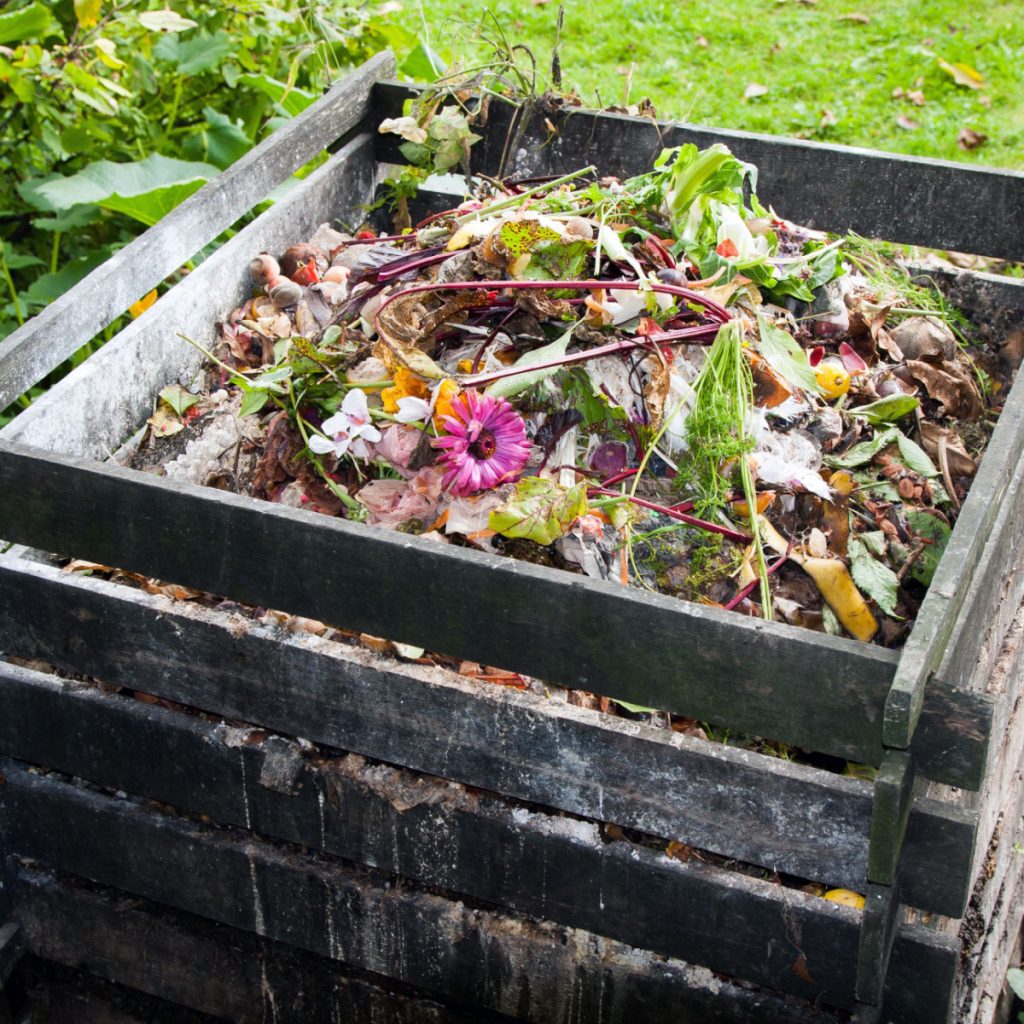 fall garden compost pile