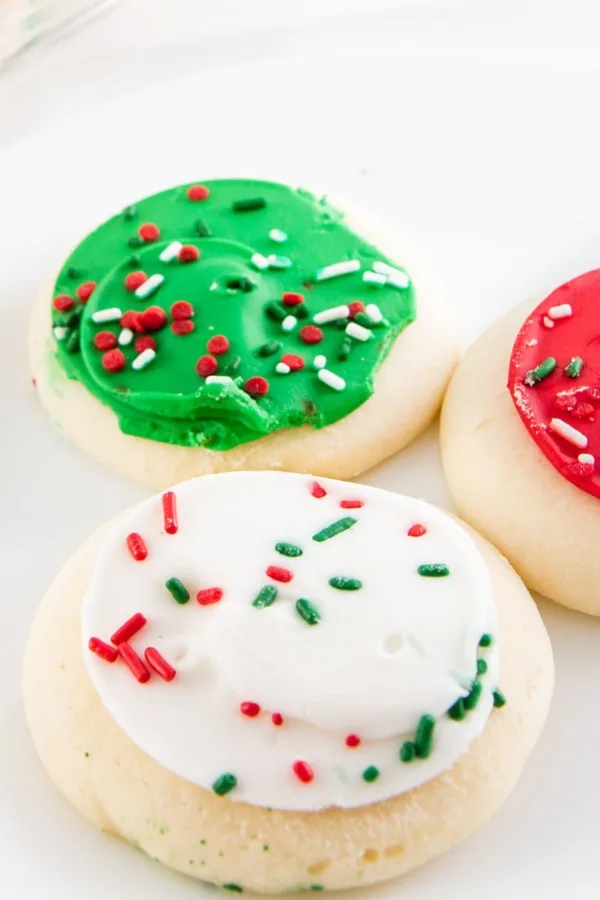 frosted sugar cookie with icing and sprinkles