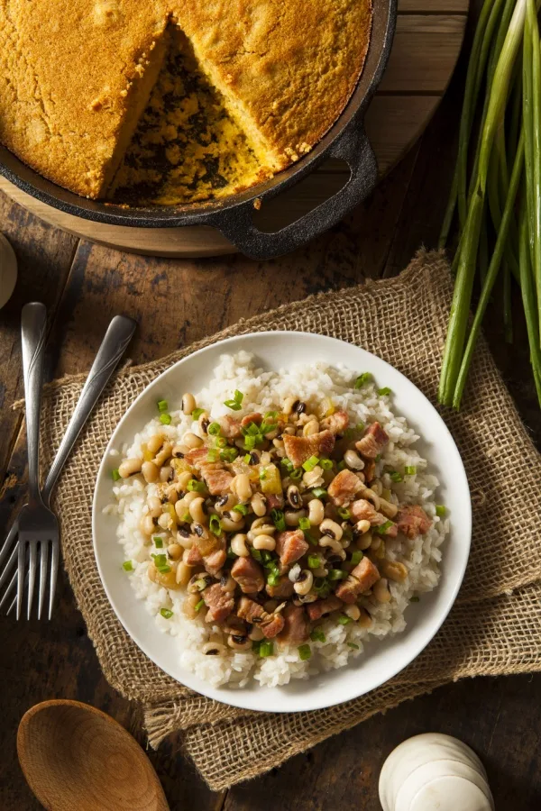 southern black eyed peas Hoppin' John dinner