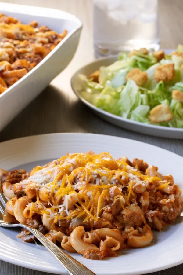 Johnny Marzetti dinner with salad