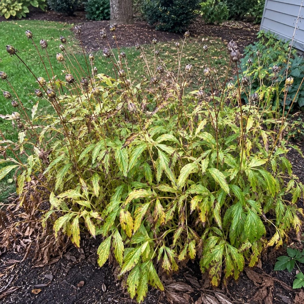 peonies in the fall