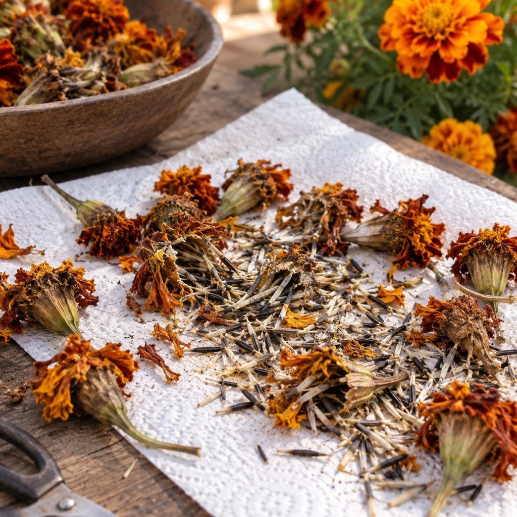 saving marigold seeds
